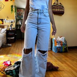 Zara Distressed Wide Leg Jean